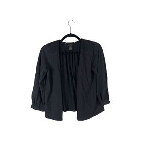 Lucky Brand Black Smocked Open Front Blouse Medium